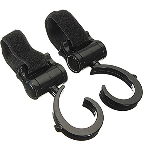 VORCOOL 2pcs Multifunction Plastic Hangers Hooks Velcro Hooks for Baby Stroller Pram Pushchair Toy Car