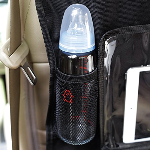 Auto Rückenlehnenschutz , Zuoao Rückenlehnen Tasche Trittschutz mit Rücksitz-Organizer, Rückensitztasche mit Multifunktionen, Kinder Rücksitzschoner Kick-Matten-Schutz für Auto,1 Stück, Schwarz (Löwe) - 6