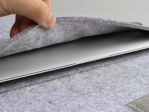 iDOO Filz Schutzhülle / Felt Sleeve Case für MacBook Air / Pro Retina 13 Zoll ohne CD-Laufwerk und Notebook / Laptop Tasche (12,9 -13,3 Zoll, Größe: 340 mm x 250 mm x 8 mm), grau mit Verschlussband - 4