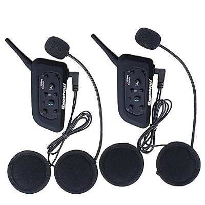 Excelvan 2x BT Moto Casque Bluetooth Moto Interphone pour 6 coureurs Casque 1200m