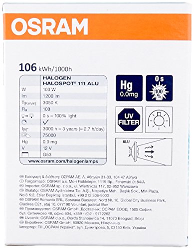 Osram Halogenlampen 100 Watt, 12 Volt, G53 6X1 41850 WFL - 6