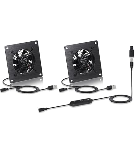 USB Cabinet Cooling Fans - 80MM Quiet Fan System With Speed Control For Home Theater & AV Cabinets (2 Pack)