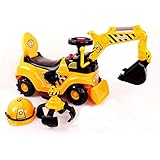 Ricco® 2 in 1 Ride On Toy Digger Excavator Grabber Bulldozer with Helmet