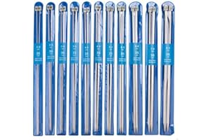 Rmeet Ferri da Maglia, 22 PCS Kit per ferrata a Punta Singola con 11 Misure di Ferri Maglia in Acciaio Inossidabile per uncinetti carbonizzati Fatti a Mano per Principianti