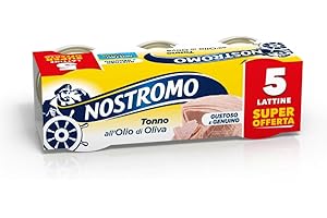 Nostromo Tonno all’Olio di Oliva, 5 Lattine da 60g – Formato Multipack, Fonte di Proteine, Senza Conservanti, Tonno Sgocciolato di Qualità Premium, Pronto da Gustare