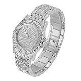 Luxuxentwurf voll der glänzenden Rhinestone-Quarz-Bewegung Armbanduhren Stahlband Elegante Dame Female Woman Watches