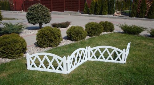 Frühlingsangebot Set Zaun Rasenkanten Beeteinfassung Palisade Beetumrandung Garten Rasen Zierzaun Gartenzaun in weiß zu 2,40 m - 5