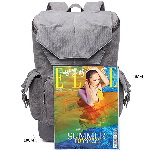 KAUKKO Damen Herren Segeltuch Rucksack Laptop Rucksäcke für Reisen Wandern - 2
