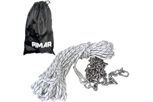 PIMAR MARINE EQUIPMENT Pimar Kit Ormeggio per Ancore Barca con Cima 30mt più 2mt di Catena più 2 Grilli