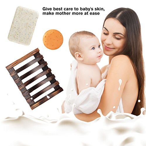 2Pcs Seifenschale Holz Dusche, Bambus Seifen Form Halter Bad Waschbecken Deck Seifenhalterung, Natürliche Seifenkiste Seifen Box Für Schwämme Scrubber Seife - 3