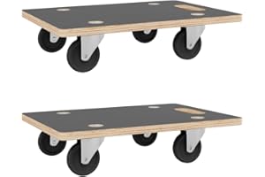 vidaXL Dolly Trolleys - 2-Pack Furniture Slider Movers, Plywood & PF, Rotatable Wheels, 250kg Load, for Home/Office