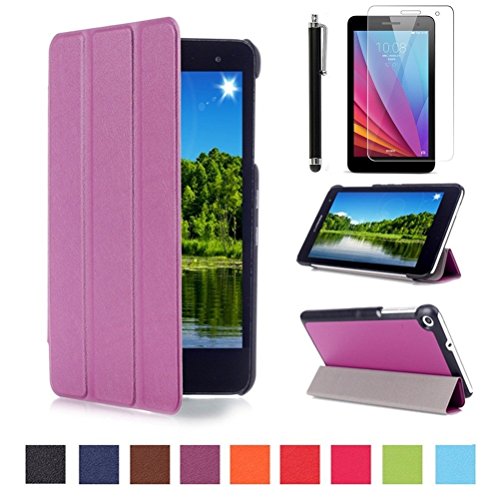 Huawei MediaPad T1 7.0 Slim Smart Hülle Case - PU Leder Schutzhülle Case für Huawei Mediapad T1 7.0 Zoll Tablet Tasche Etui Sleeve Smart Cover mit Magnetic Magnet und Standfunktion + Displayschutzfolien und Stylus,Lila