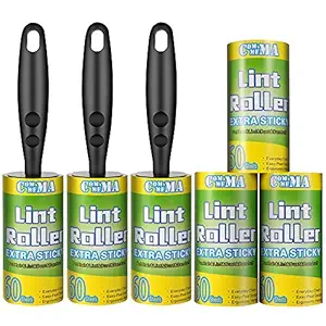 Commema Lint Rollers for Pet Hair Extra Sticky, Pet Hair Remover, Lint Remover, 3 Handles with 6 Refills, 360 Total Sheets, Lint Roller Set Brush for Dog & Cat Hair Removal, Clothes, Furniture