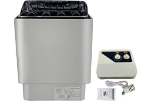TABODD 6KW Poêle de Sauna, Poêle de Sauna Électrique 220V-240V avec Contrôleur Externe SPA Bain de Vapeur Sec Réchauffeur de Sauna en Acier Inoxydable pour Salle de 6-8m³