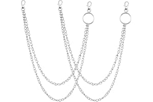 CHUDIAN Chaîne de Pantalon, 2Pcs Chaînes de Jeans, Métal Chaîne Pantalon Argent, Décoration de Pantalon de Jeans, Hip Hop Chaîne pour Homme Femme(Longueur 65cm)