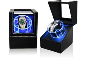 Atan Automatic Watch Winder with LED Light Soft Flexible Watch Pillow AC Adapter Quiet Motor 5 Rotation Modes 1 Slot