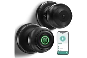 VANKER KLLOQUE Serrure de porte intelligente avec poignée de sécurité domestique - Installation facile Idéal pour chambre à coucher salle de bain (Noir)