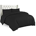 Sapphire Collection Plain Duvet Cover With Pillow Case Non Iron Percale Quilt Cover Bedding Bedroom Set (Single, Black)