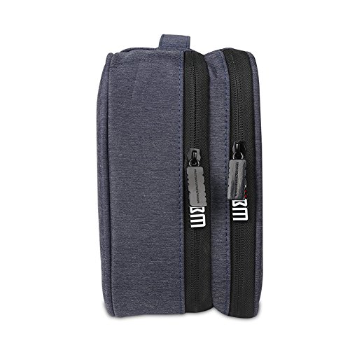 BUBM Mehrfachfunktion Kabelorganiser Tasche Reisetasche mit Doppelschichten für Elektronische Zubehöre wie Netzteil, Maus und USB Stricks(Groß, Dunkelblau) - 8
