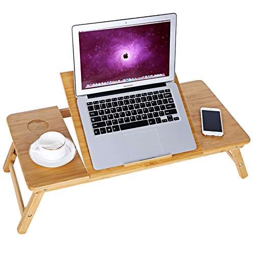Songmics XXL Groß Neu Bambus Laptoptisch Notebooktisch 72 x 35 x 29 cm Betttisch Notebook Lese Tisch LLD004 - 2