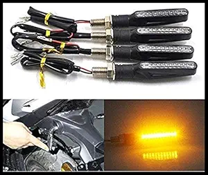 AUTOXYGEN Bike Motorcycle Orange Bright (Set Of 4) 9 LED Indicator For Hero Glamour