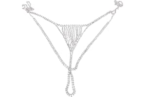 JOKHANG Rhinestone Thong Panties Bridal Crystal Body Chains Crystal Waist G-String, adjustable, Crystal