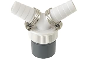 HUAREW Abfluss Waschmaschine Doppelanschluss Y-Adapter für den Geschirrspüler, Trockner, Waschmaschine mit Eingangsstutzen von 19-24 mm und Abgang 40mm Rohr mit Schlauchschelle