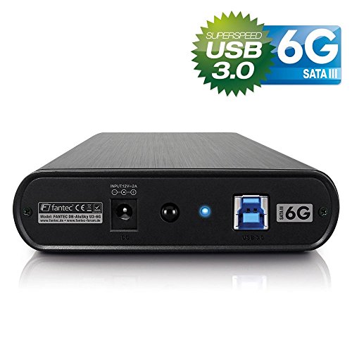 FANTEC DB-AluSky U3-6G Externes Festplattengehäuse (für den Einbau einer 8,89 cm (3,5 Zoll) SATA I/II/III Festplatte, unterstützt SATA III 6G Festplatten und USAP, USB 3.0 SUPERSPEED Anschluss, gebürstetes Aluminium Gehäuse) schwarz - 3