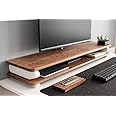 carpentray Store Wooden Monitor Stand with Storage Organizer for Desk with Wire Hole, Tables, Office, Home, Studio, Study Table | Monitor Stand Riser (100Cm, White Legs)