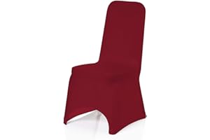 Trimming Shop Spandex Burgundy Chair Cover Stretch Fabric Removable Washable Protective Slipcovers for Weddings Banquets Ceremony Hotel Dining Parties Décor, 100pcs