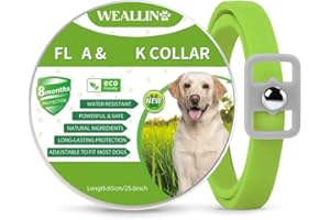WEALLIN Collare Antipulci Cane, Collare Antiparassitario per Cani, Collare Regolabile Impermeabile, Naturale ed Efficace, 8 Mesi di Protezione, Adatto a Tutti i Cani Verde