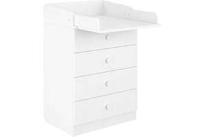 ‎SHEFA Shefa Kids Wickelkommode 600 weiß - Praktische Babykommode mit Wickelaufsatz für Kleinkinder bis 11 kg