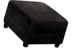 ZZDZW Square Ottoman Slipcover Velvet Small/Medium/Large Stretch Ottoman Cover Slipcover for Wingback Chair Stool Protector cover/Sofa Leather Storage Footstool (Color : Black, Size : 33-45cm)
