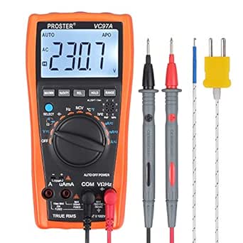 Digital Multimeter 3999 VC97 LCD Auto Ranging Multi Meter CAT II with Capacitance Resistance DC AC Voltage Current Transistor Diode Continuity