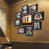 AJANTA ROYAL Individual Synthetic Polymer Wood Photo Frames(6-5x7-inch, 2-5x5-inch, 1-8x10-inch), Black- Set of 9