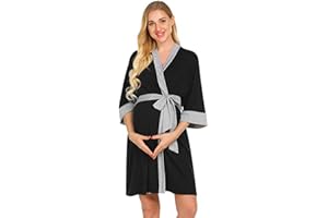 Generico Vestaglia Parto Ospedale Premaman e Allattamento | Abbigliamento maternità Post Parto, Accappatoio Donna da Notte in Cotone con Cintura
