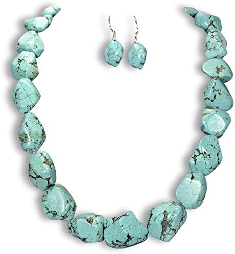 Chunky Raw Turquoise Necklace Sterling Silver Earrings Set Jewellery Tantric Tokyo 66516