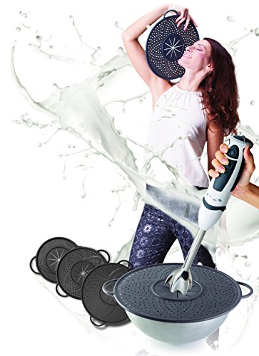 Haushaltsdose Spritzschutzdeckel Durchmesser 25 cm für alle Arten von Schüsseln und Töpfe geeignet – grau - 2