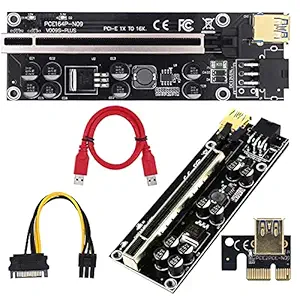 THE TECHY WAY Ultra Latest Upgraded June 2021 Gold Edition VER009S Plus / 009S Plus / 8 Capacitor / 3 Power Supply / 16x to 1x Power PCIe Riser Adapter 60cm USB 3.0 Cable - GPU Riser -