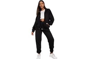 Aarhon J5fashion Women's Oversized Tracksuit, Zip-Up Hooded Track Top, Fit Jogger Suit Available in Sizes 8-16