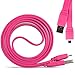 Price comparison product image HTC Desire 501 Dual Sim Super Fast 1 Metre USB Flat Data Transfer Sync Charger Cable (Hot Pink) By Spyrox