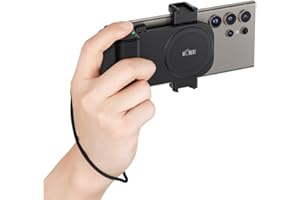 KIWIFOTOS Ulepszony uchwyt do smartfona, dla dużej, olbrzymiej dłoni, z odłączanym pilotem Bluetooth, nagrywanie filmów do selfie, vlog, pasuje do telefonu komórkowego o szerokości 59-85 mm (czarny)