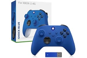 HESUPY Manette de jeu sans fil pour Xbox Serise X/S avec récepteur sans fil 2,4 G, poignée de jeu antidérapante pour PC (bleu)
