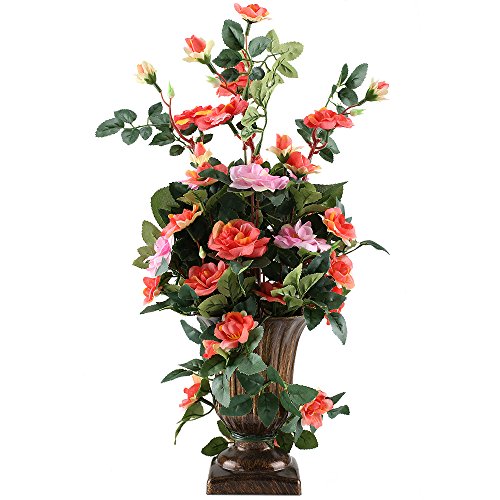 MIHOUNION Künstliche Blumen Rose Bush Bonsai Natürliche Seide Blumen Gestecke Haus Küche Tisch Dekor Hochzeit Regalen Farbkombination Blüten