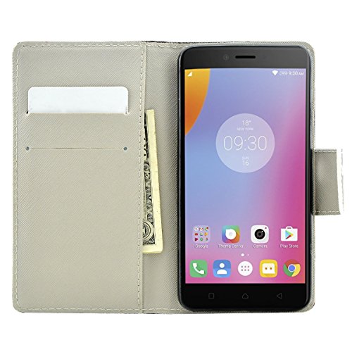 Lenovo K6 Leder Hülle, Fraelc® Lenovo K6 Ledertasche Flip Case Silikon TPU Leder Cover im Bookstyle Handyhülle mit Kartenfach und Standfunktion Schutzhülle für Lenovo K6 London Big Ben Muster Handytasche - 5