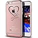 Price comparison product image Ranrou Silicone Case for iPhone SE,iphone 5S case,iphone SE case Mini Love Heart Glitter Bling Crystal Rhinestone Diamonds Clear Rubber Rose Electroplate Plating Frame TPU Soft Silicone Bumper Case Cover for iPhone SE/5S/5 -Rose Gold