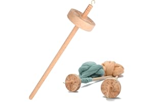 RUNDAGO Husillo Rueca para Hilar Lana - Herramienta de Madera Tallada a Mano para Principiantes