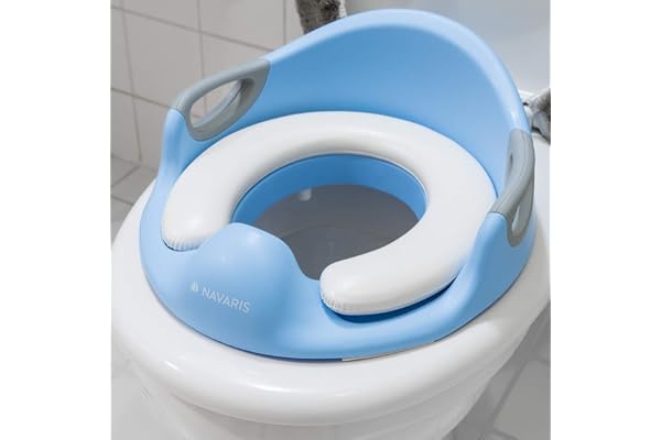 Navaris Réducteur toilette enfant - Siège réducteur WC pour enfants antidérapant avec poignées et assise rembourrée - Adaptateur cuvette bébé