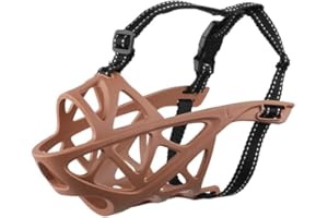 NALEINING Bozal para perro, bozal profesional para perros, antimordeduras y antiladridos, permite beber y jadear (mediano, marrón)