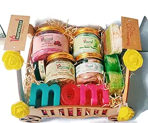 16 NATURALLY Organics Handmade Pampering and Refreshing Combo Gift Hamper For Mother, contains 8 handcrafted skin care products